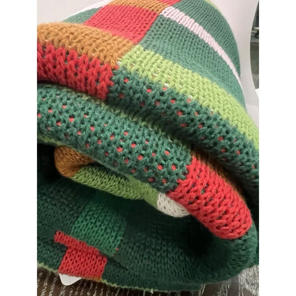 IKEA VINTERFINT THROW KATIE KIRK 100% COTTON PLAID GREEN blanket christmas new